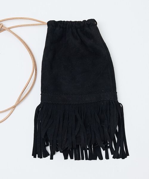 ABAHOUSE / アバハウス ショルダーバッグ | 【1/2HALF / ハーフ】ラムスェード 巾着ショルダー フリンジ ミニショル | 詳細2