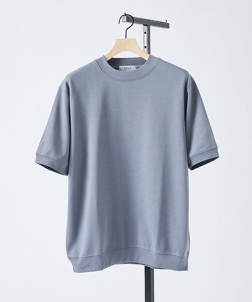 ABAHOUSE / アバハウス Tシャツ | 【SMART CLOSET/WEB限定】シルキータッチ モックネック 半袖Tシャ（ブルーグレー）