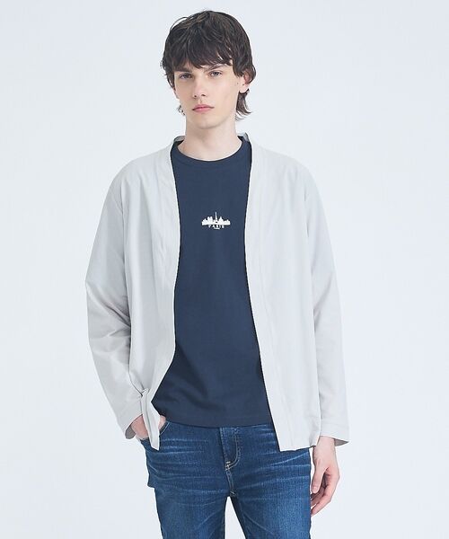 ABAHOUSE / アバハウス カーディガン・ボレロ | 【接触冷感】メッシュ ボタンレス カーディガン【予約】（グレージュ）