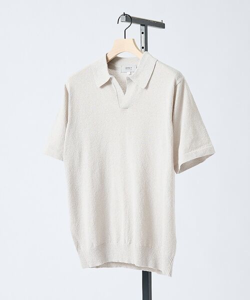 ABAHOUSE / アバハウス ポロシャツ | ブークレー スキッパーポロ【予約】（ライトグレー）