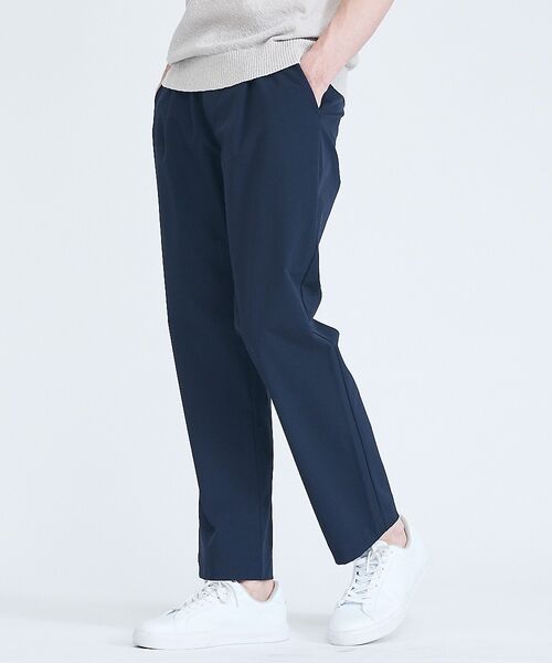 ABAHOUSE / アバハウス パンツ | 【ストレッチ/洗える】1タック イージー ワイドテーパードパンツ【予約】（ダークネイビー）