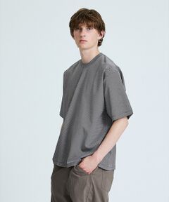 ABAHOUSE / アバハウス Tシャツ | コットンポンチ マイクロボーダー Tシャツ / オーバーサイズ