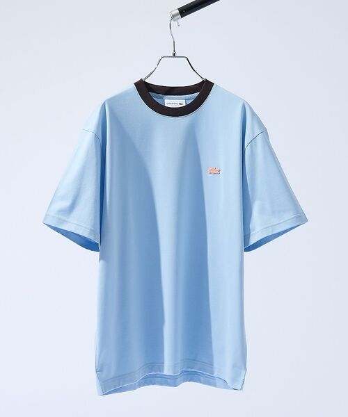 ABAHOUSE / アバハウス Tシャツ | 【LACOSTE / ラコステ】RIB TEE SHIRT / 配色ネックリブT（ブルー）