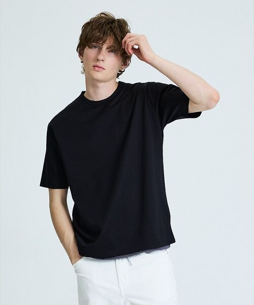 ABAHOUSE / アバハウス Tシャツ | 【近藤紡績所】ARMONICOS クルーネックTシャツ / 半永久光沢(ブラック)