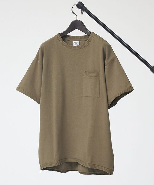 ABAHOUSE / アバハウス Tシャツ | 【JEMORGAN / ジェーイーモーガン】 天竺カットオフリブ半袖Ｔシャツ/ユ（ダークグリーン）