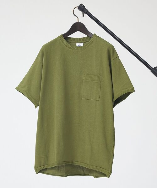 ABAHOUSE / アバハウス Tシャツ | 【JEMORGAN / ジェーイーモーガン】 天竺カットオフリブ半袖Ｔシャツ/ユ（カーキ）