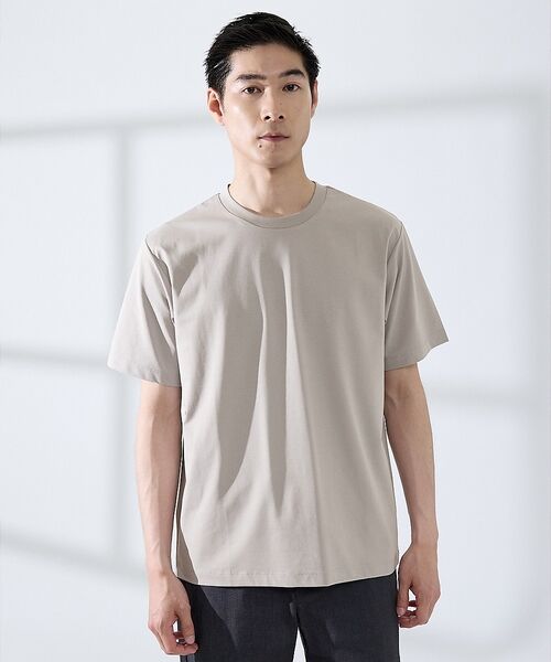 ABAHOUSE / アバハウス Tシャツ | 【SMART CLOSET】シルケット天竺 クルーネック 半袖Tシャツ / 接触(グレージュ)
