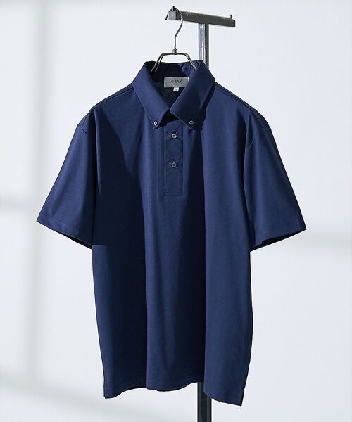 ABAHOUSE / アバハウス ポロシャツ | 【SMART CLOSET】シルケット天竺 ボタンダウン半袖ポロシャツ / 接触(ネイビー)