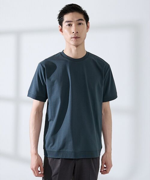 ABAHOUSE / アバハウス Tシャツ | 【SMART CLOSET】シルケット天竺 ワイドリブ Tシャツ / 接触冷感(グリーン)