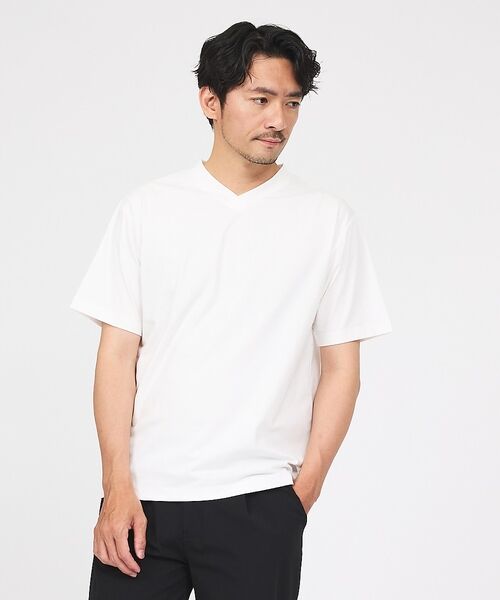 ABAHOUSE / アバハウス Tシャツ | 【SMART CLOSET/WEB限定】シルケット天竺 Vネック 半袖Tシャツ | 詳細7