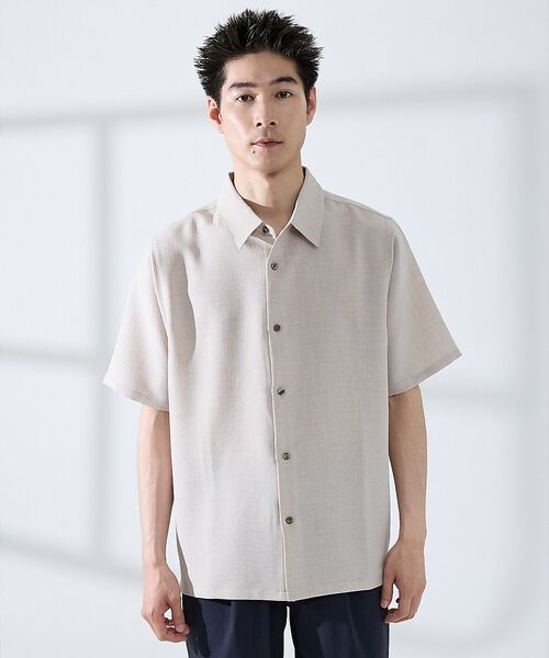 ABAHOUSE / アバハウス シャツ・ブラウス | 【リネンライク】吸水速乾 半袖シャツ（ライトベージュ）