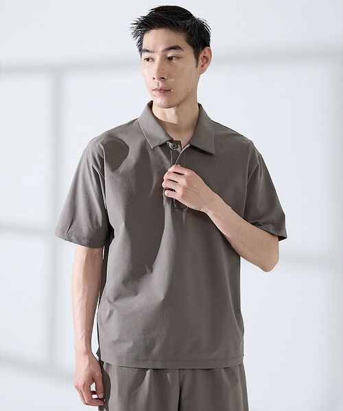 ABAHOUSE / アバハウス ポロシャツ | 【セットアップ対応】360°ストレッチ リップストップ リラックス ポロシャツ/(チャコールグレー)