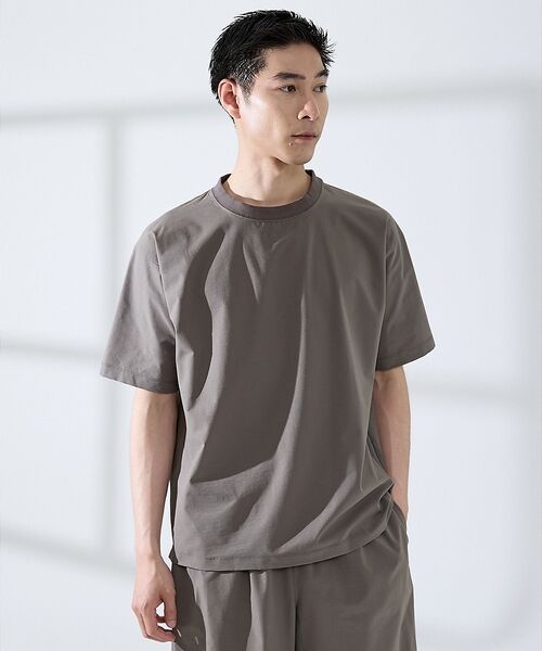 ABAHOUSE / アバハウス Tシャツ | 【セットアップ対応】360°ストレッチ リップストップ リラックス Tシャツ/(チャコールグレー)