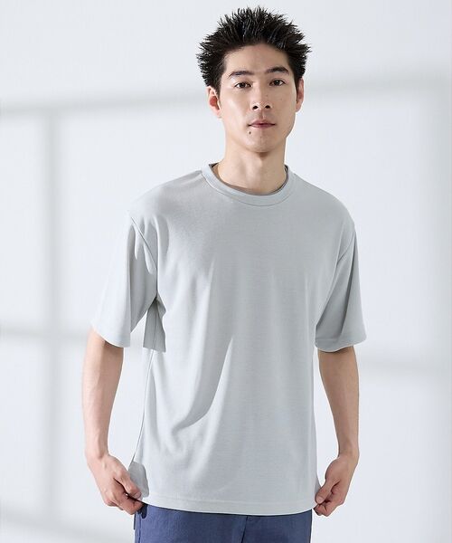 ABAHOUSE / アバハウス Tシャツ | サカリバ レイヤード 半袖Tシャツ(グレージュ)