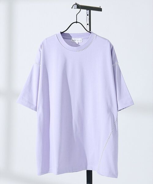 ABAHOUSE / アバハウス Tシャツ | ハンドステッチ 半袖Tシャツ(ラベンダー)