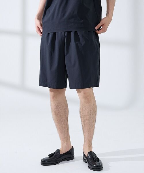 ABAHOUSE / アバハウス ショート・ハーフ・半端丈パンツ | 【セットアップ対応】360°ストレッチ リップストップ リラックス ショートパン（ネイビー）