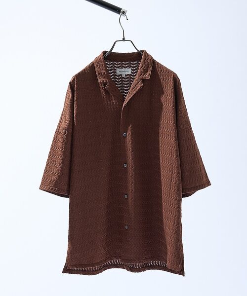 ABAHOUSE / アバハウス シャツ・ブラウス | 【セットアップ対応】ジオメトリックジャカード オープンカラーシャツ / オーバー | 詳細10