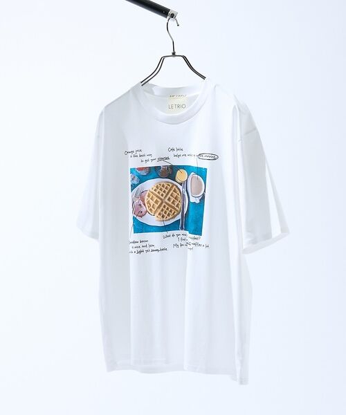 ABAHOUSE / アバハウス Tシャツ | WEEKEND BREAKFAST プリントTシャツ / オーバーサイズ/ LE（ホワイト）