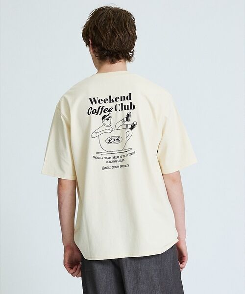 ABAHOUSE / アバハウス Tシャツ | COFFEE CLUB バックプリントTシャツ / オーバーサイズ/ LE TR（ベージュ）