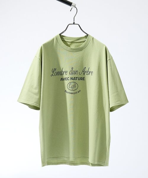 ABAHOUSE / アバハウス Tシャツ | SCENE GRAPHIC ロゴプリントTシャツ / リラックスフィット【予約】(グリーン)