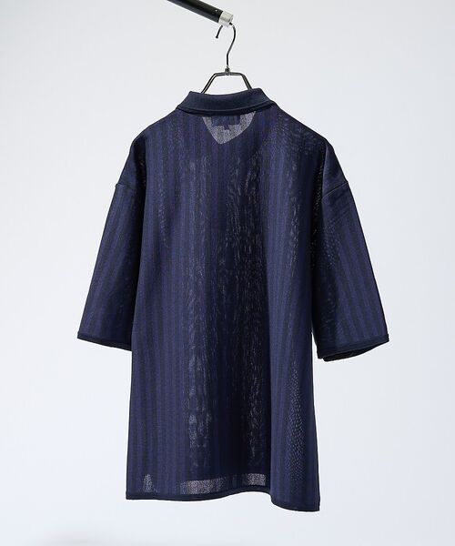 ABAHOUSE / アバハウス ポロシャツ | ドライタッチ ストライプ ニットポロシャツ【予約】 | 詳細10