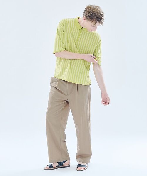 ABAHOUSE / アバハウス パンツ | ストレッチリネンブレンド 1プリーツワイドパンツ | 詳細8