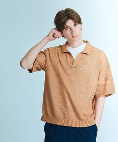 ABAHOUSE / アバハウス ポロシャツ | シアーメッシュ スキッパー ニットポロ