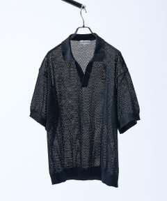 ABAHOUSE / アバハウス ポロシャツ | シアーメッシュ スキッパー ニットポロ