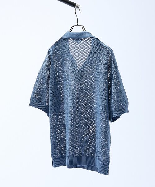 ABAHOUSE / アバハウス ポロシャツ | シアーメッシュ スキッパー ニットポロ | 詳細2