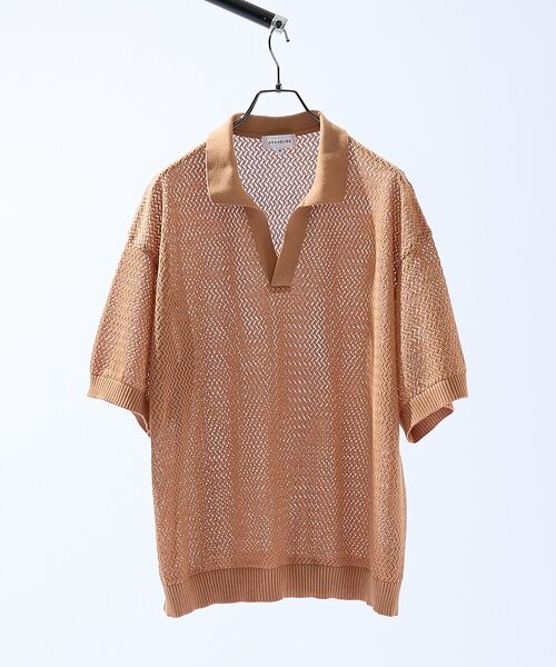 ABAHOUSE / アバハウス ポロシャツ | シアーメッシュ スキッパー ニットポロ | 詳細17
