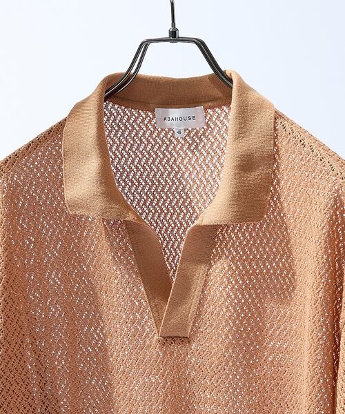 ABAHOUSE / アバハウス ポロシャツ | シアーメッシュ スキッパー ニットポロ | 詳細18