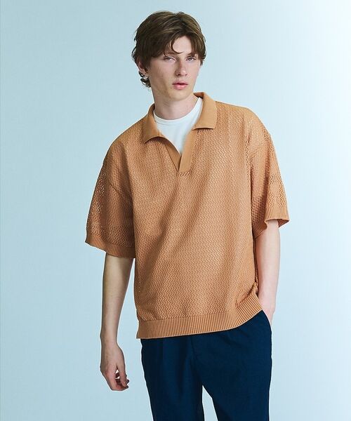 ABAHOUSE / アバハウス ポロシャツ | シアーメッシュ スキッパー ニットポロ | 詳細19