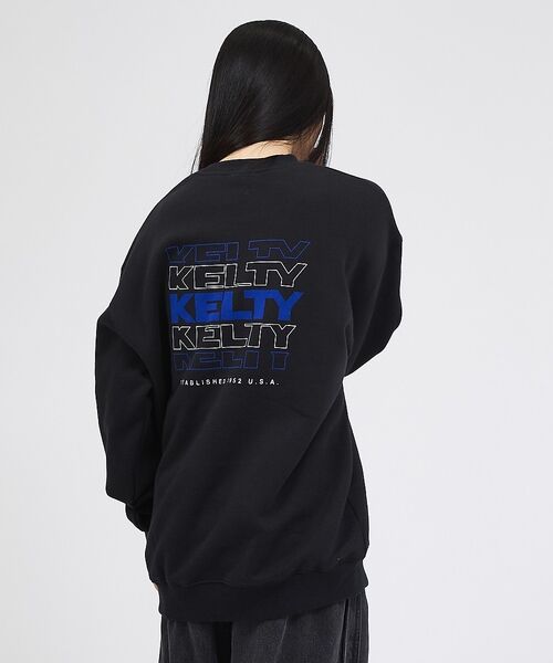 ABAHOUSE / アバハウス スウェット | 【KELTY / ケルティ】フロッキーバックロゴプリントスウェット/ ユニセック（ブラック）