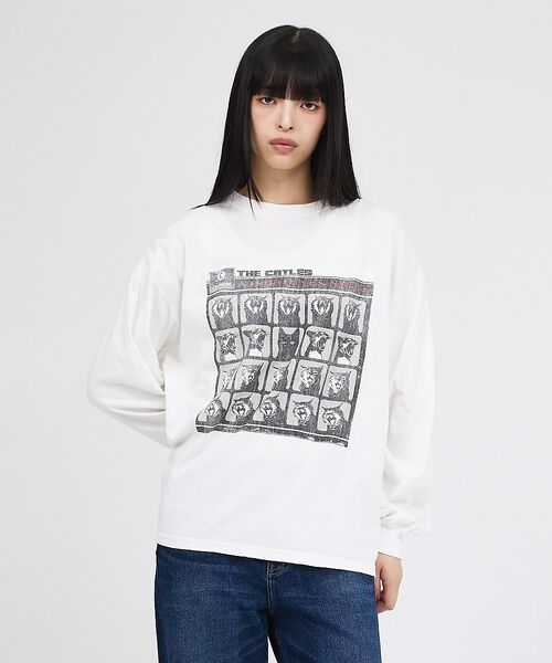 ABAHOUSE / アバハウス Tシャツ | 【REMI RELIEF / レミレリーフ】P加⼯20/天竺 AHARD CAT（オフホワイト）