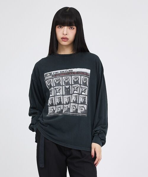 ABAHOUSE / アバハウス Tシャツ | 【REMI RELIEF / レミレリーフ】P加⼯20/天竺 AHARD CAT（ブラック）