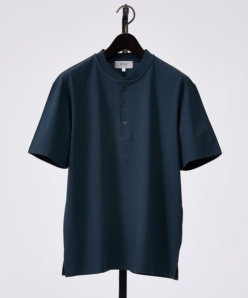 ABAHOUSE / アバハウス Tシャツ | 【SMART CLOSET】シルケット天竺 キーヘンリーネック Tシャツ / 接(グリーン)