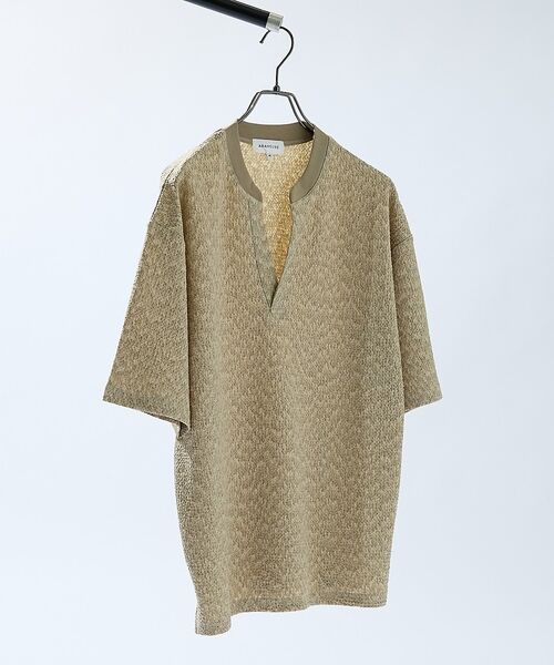 ABAHOUSE / アバハウス Tシャツ | CREPE JERSEY ヘンリーネック スキッパーTシャツ【予約】 | 詳細2