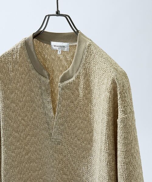 ABAHOUSE / アバハウス Tシャツ | CREPE JERSEY ヘンリーネック スキッパーTシャツ | 詳細5