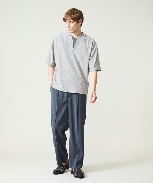 ABAHOUSE / アバハウス Tシャツ | CREPE JERSEY ヘンリーネック スキッパーTシャツ | 詳細15