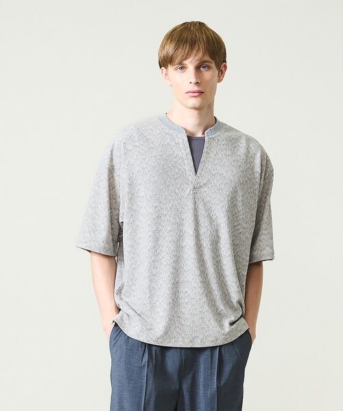 ABAHOUSE / アバハウス Tシャツ | CREPE JERSEY ヘンリーネック スキッパーTシャツ | 詳細13