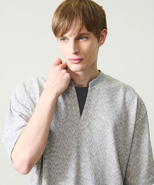 ABAHOUSE / アバハウス Tシャツ | CREPE JERSEY ヘンリーネック スキッパーTシャツ | 詳細14