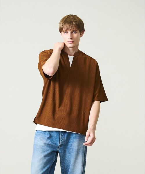 ABAHOUSE / アバハウス Tシャツ | CREPE JERSEY ヘンリーネック スキッパーTシャツ | 詳細22