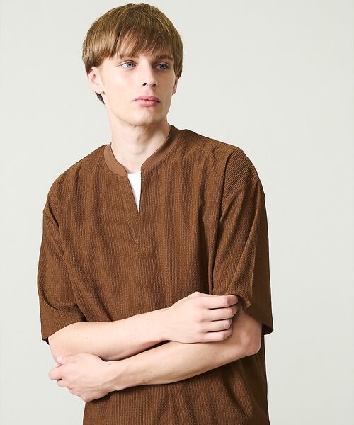ABAHOUSE / アバハウス Tシャツ | CREPE JERSEY ヘンリーネック スキッパーTシャツ | 詳細23