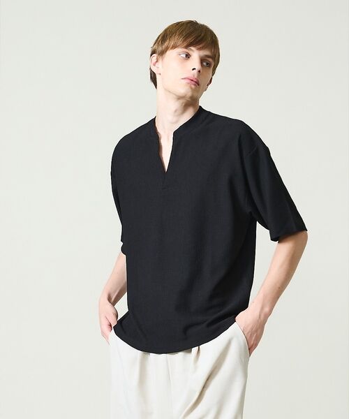 ABAHOUSE / アバハウス Tシャツ | CREPE JERSEY ヘンリーネック スキッパーTシャツ | 詳細29