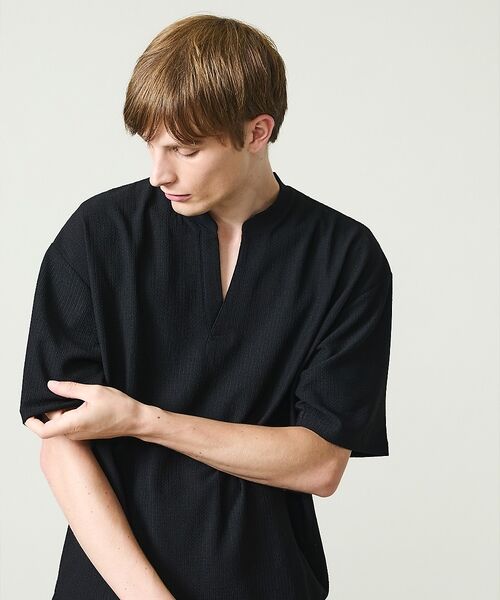 ABAHOUSE / アバハウス Tシャツ | CREPE JERSEY ヘンリーネック スキッパーTシャツ | 詳細30