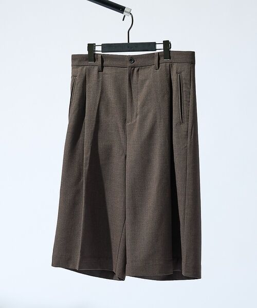 ABAHOUSE / アバハウス ショート・ハーフ・半端丈パンツ | TRシャンブレー ワイドショートパンツ / クロップドスラックス【予約】（ブラウン）