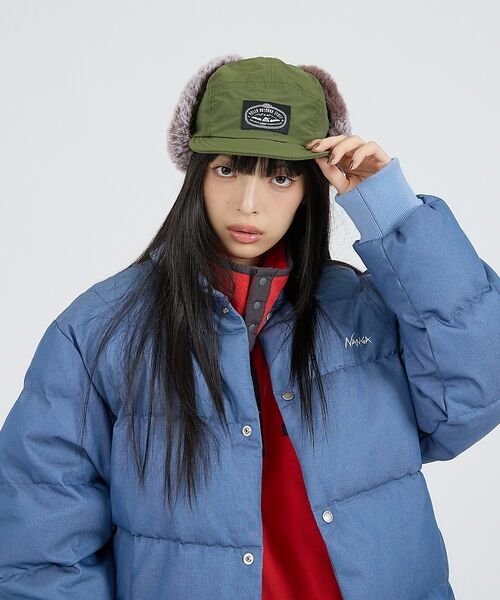 ABAHOUSE / アバハウス ハット | 【POLER / ポーラー】NYLON FUR FLAP CAP / ナイロン（カーキ）