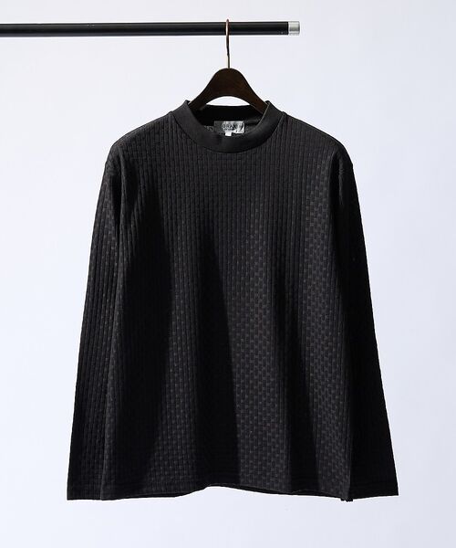 ABAHOUSE / アバハウス Tシャツ | 【チェック柄】リンクス ブロック 長袖 Tシャツ【予約】(ブラック)