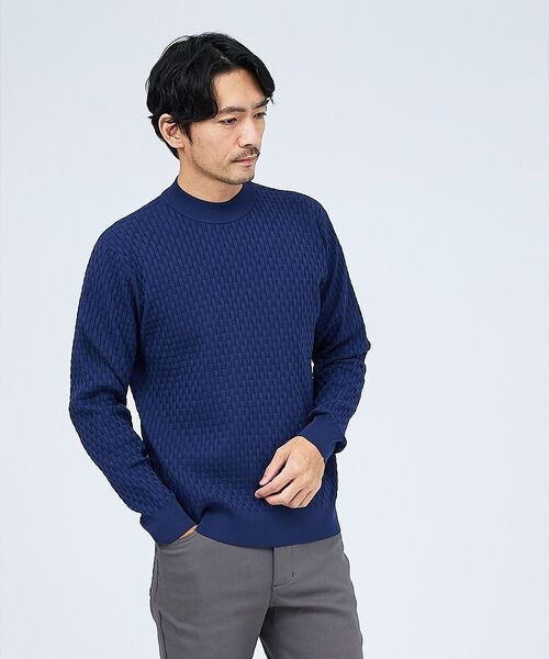 ABAHOUSE / アバハウス ニット・セーター | 【ハイストレッチ】ブロック ジャガード モックネックニット【予約】 | 詳細27
