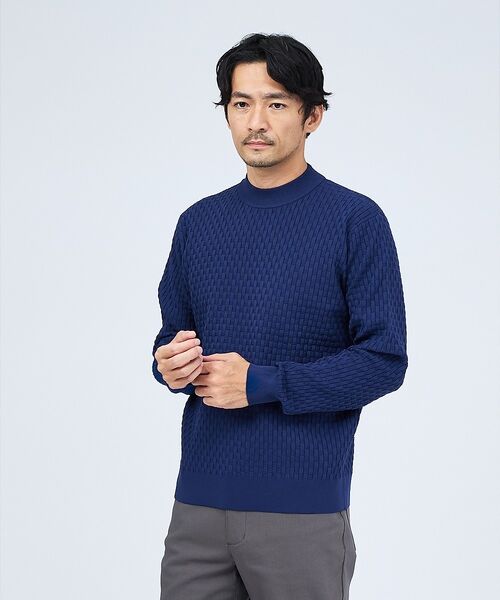 ABAHOUSE / アバハウス ニット・セーター | 【ハイストレッチ】ブロック ジャガード モックネックニット【予約】 | 詳細28